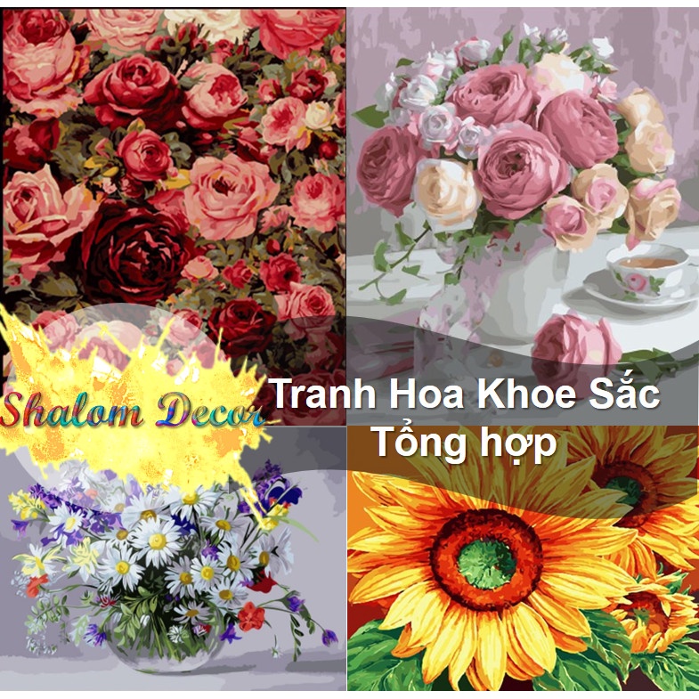 Tranh Số Hóa, Tô Màu Theo Số Các Loại Hoa Tổng Hợp SHALOM DECOR