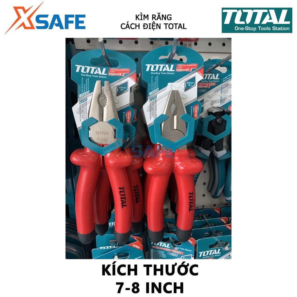 Kìm răng cách điện TOTAL Kềm cách điện 2 kích thước 7-8 inch, kiểm tra 10000V, độ bền cao, chống ăn mòn - [XSAFE]