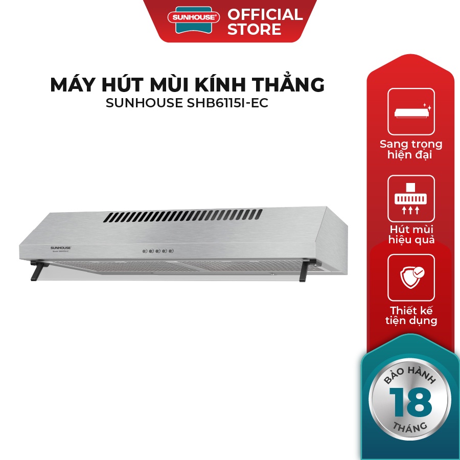 Máy hút mùi kính thẳng 
Sunhouse SHB6115I-EC