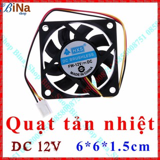 Quạt tản nhiệt 12v 6*6*1.5cm 3 dây 9 cánh
