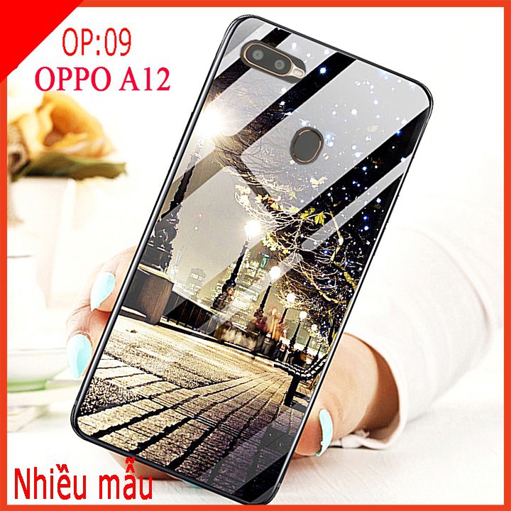 Ốp lưng mặt kính 3D OPPO A12, ốp lưng kính 3d sang trọng, ốp lưng điện thoại OPPO A12 (Kèm video sản phẩm shop tự quay)