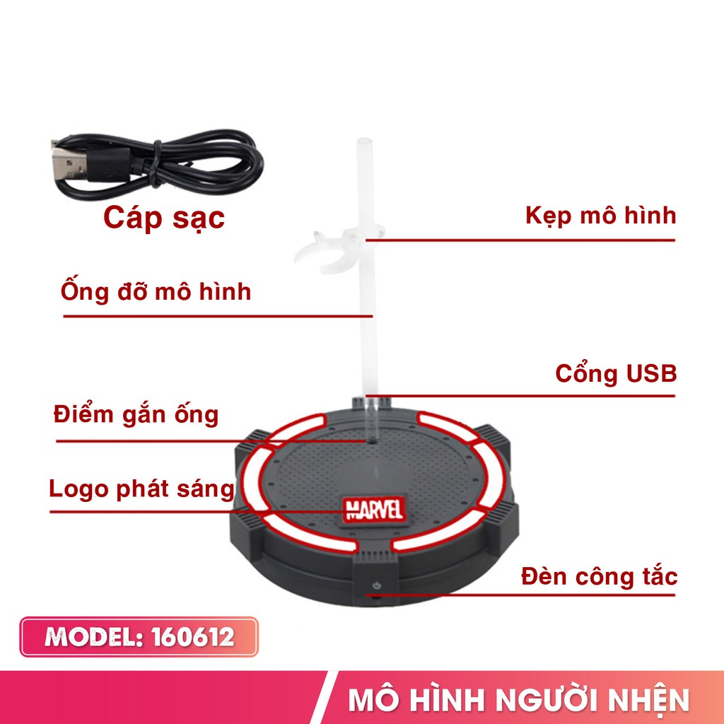 Đồ chơi mô hình người nhện Spider Man 160612 trong bộ giáp Iron Spider kèm đế nhựa có đèn