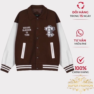 Áo Khoác Bomber Super Fashion Nỉ Ngoại Fom Rộng Dày Đẹp IN Họa Tiết Bài Phối Tay Trắng Hot Trend