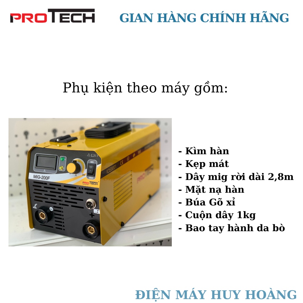 Máy hàn MIG không dùng khí Protech 200F cho gia đình và thợ 2 chức năng hàn mic và que