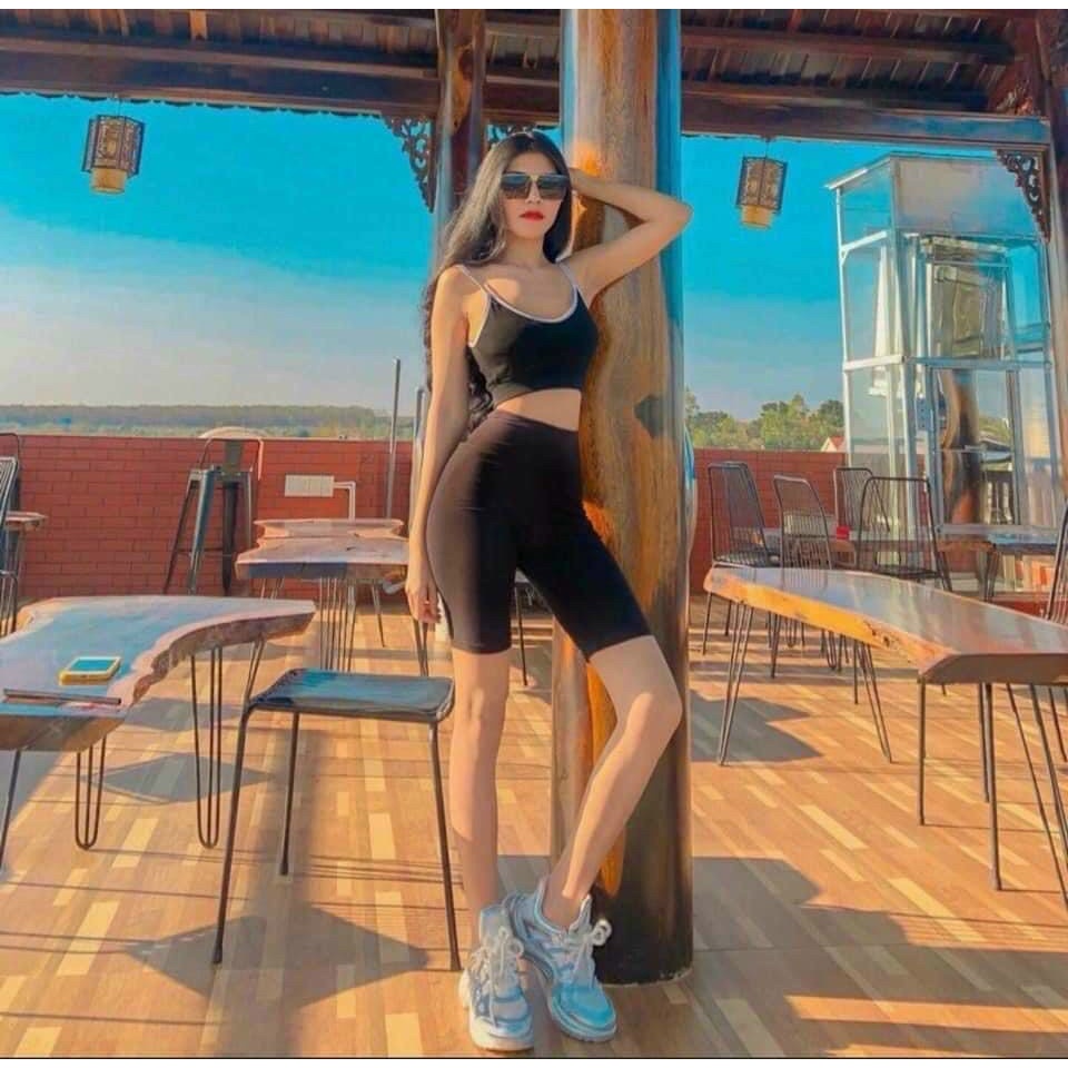 Quần Legging lửng LG01 Minttea cạp chun vải thun cao cấp nâng mông co giãn 4 chiều đen S-M-L-XL | BigBuy360 - bigbuy360.vn