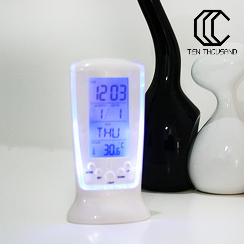 ♋Đồng Hồ Báo Thức Hiển Thị Lịch Đèn LED ABS Để Bàn