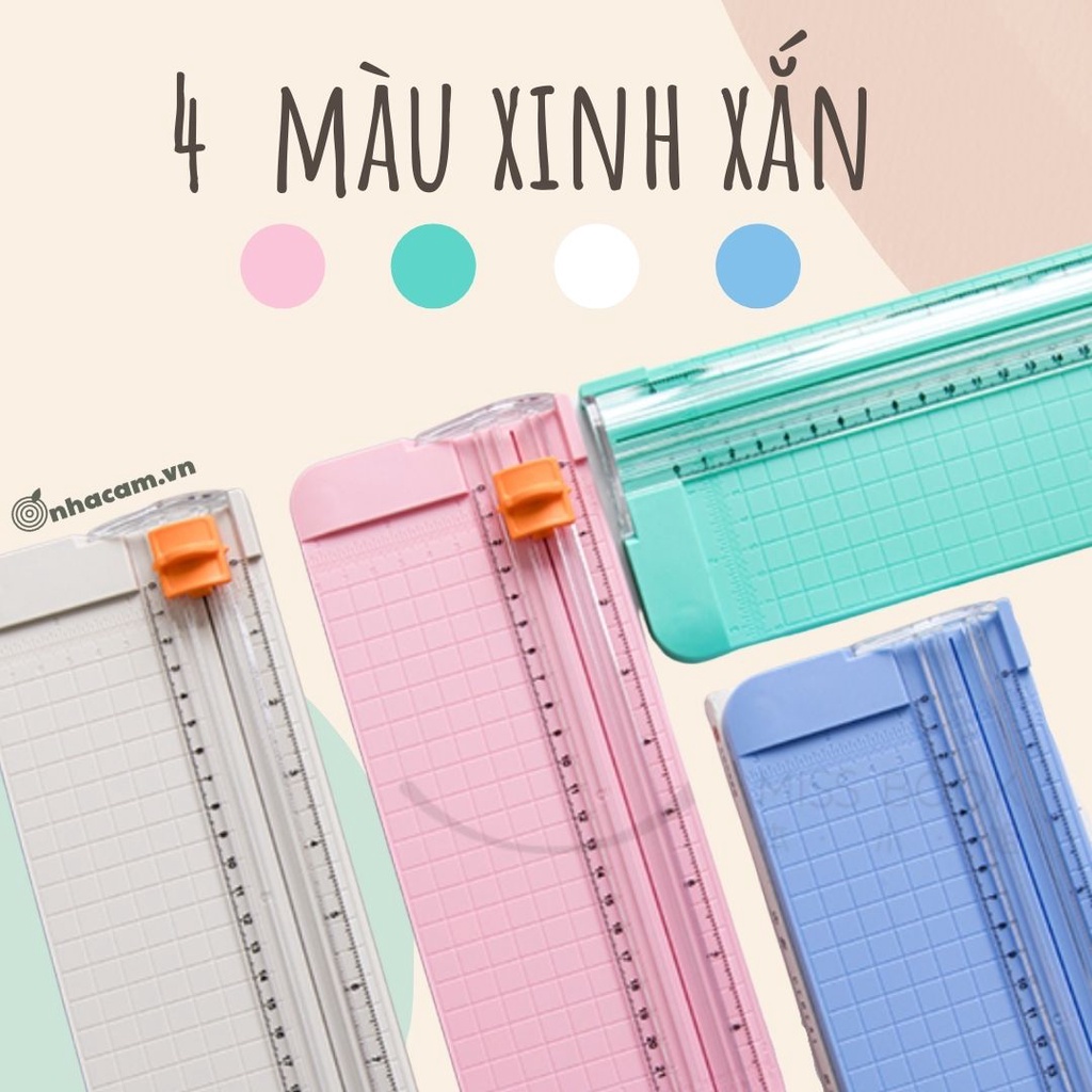 Bàn Cắt Giấy Kèm Thước Paper Cutter Nhà Cam 4 màu dễ thương