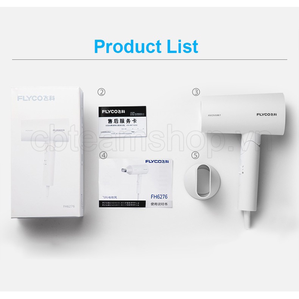 🔥TRONG KHO🔥 Flyco FH6276 Máy sấy tóc ion âm dành cho nữ với động cơ AC mạnh mẽ Máy sấy tóc nhanh khô