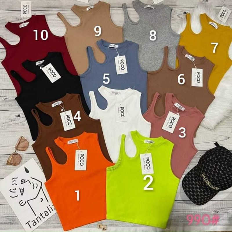 Áo ba lỗ khoét vai croptop