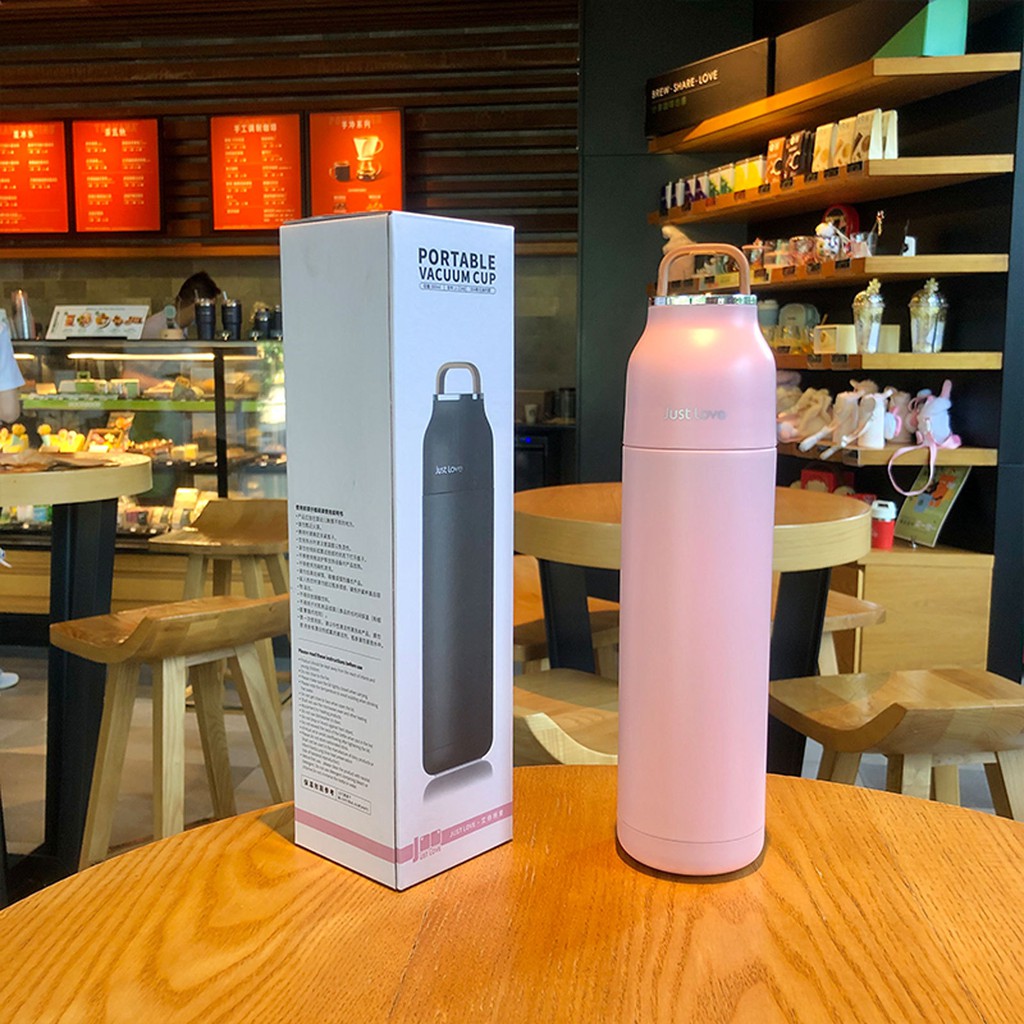 Bình giữ nhiệt Just Love dạng phích có nắp làm cốc uống nước 500ml