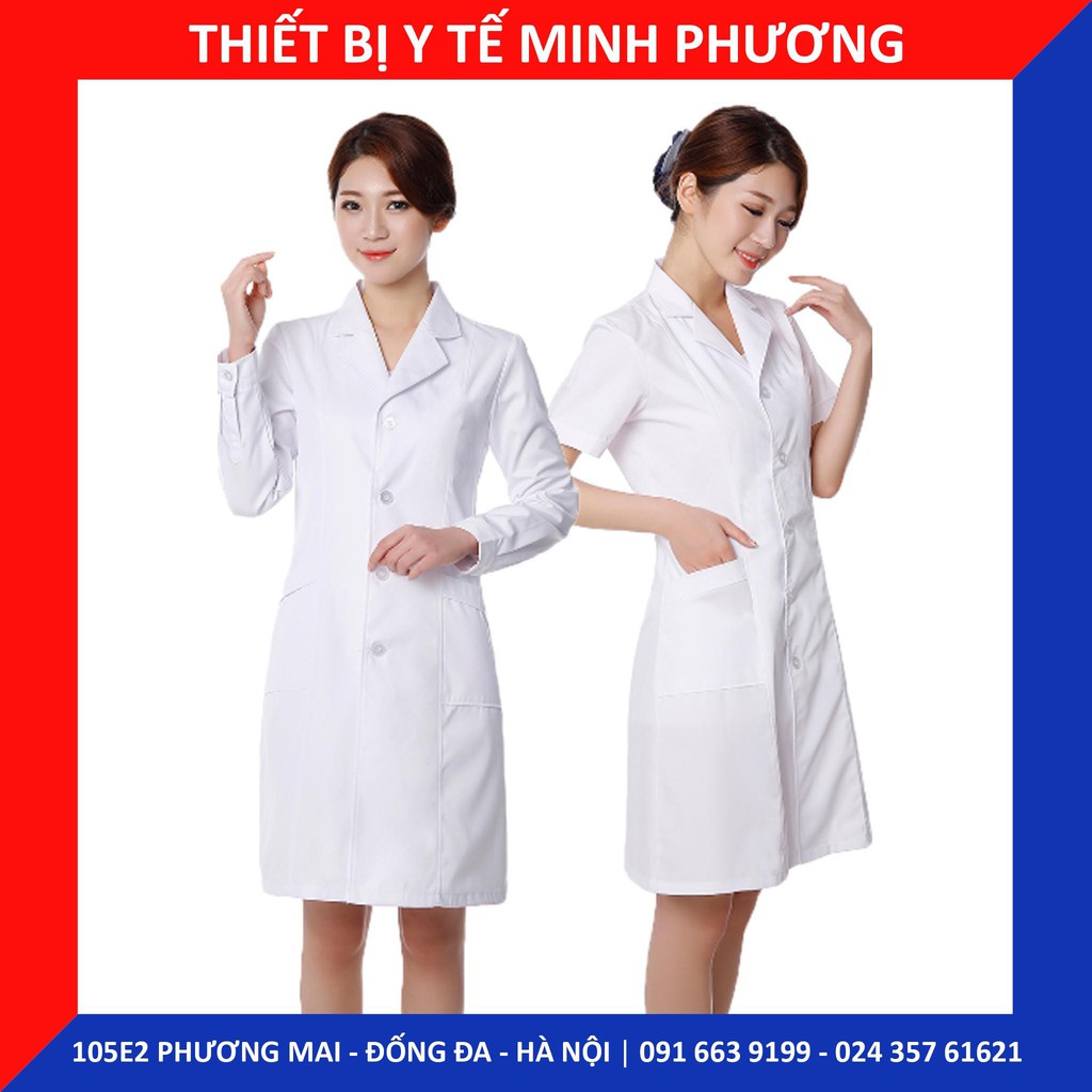 Áo Blouse bác sĩ dáng dài - tay cộc nam, nữ các size S M L XL