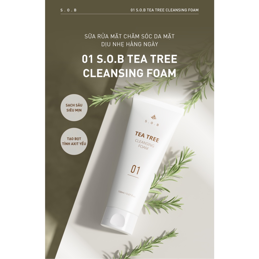 Sữa rửa mặt sạch sâu giảm mụn S.O.B Tea Tree Cleansing Foam 150ml