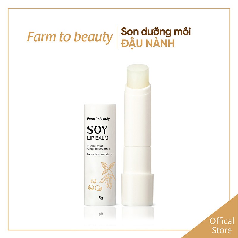 Son dưỡng chiết xuất ĐẬU NÀNH Farm to beauty - Đôi môi mềm mịn từ nguyên liệu hữu cơ, an toàn và lành tính