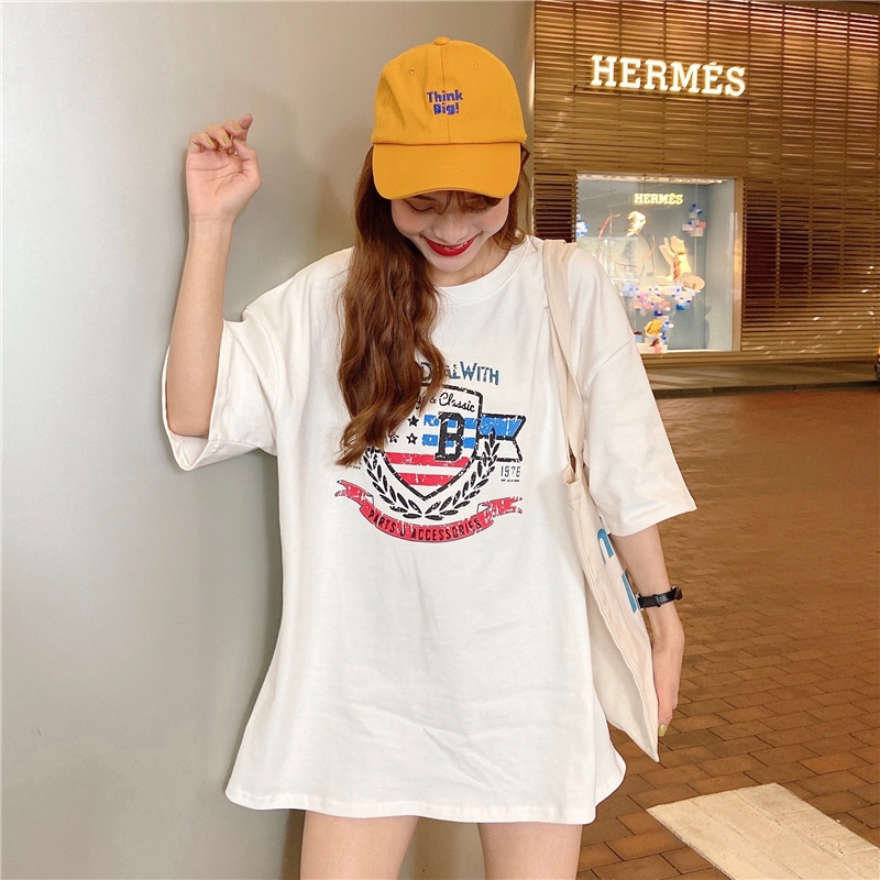 SUXI Áo Thun Nữ Ngắn Tay In Hình Phong Cách Hàn Quốc Năng Động