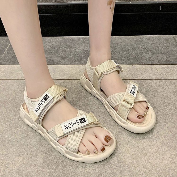 Giày Sandal Nữ MWC Đế Cao 3CM Quai Chéo Phối Chữ Siêu Xinh NUSD- 2853