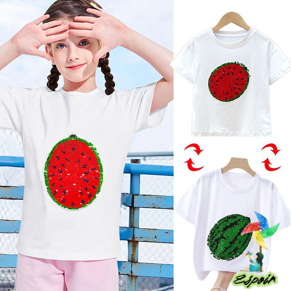 Áo Thun Ngắn Tay Họa Tiết Dưa Hấu Đính Kim Sa Thay Đổi Màu Sắc Độc Đáo Cho Bé Trai