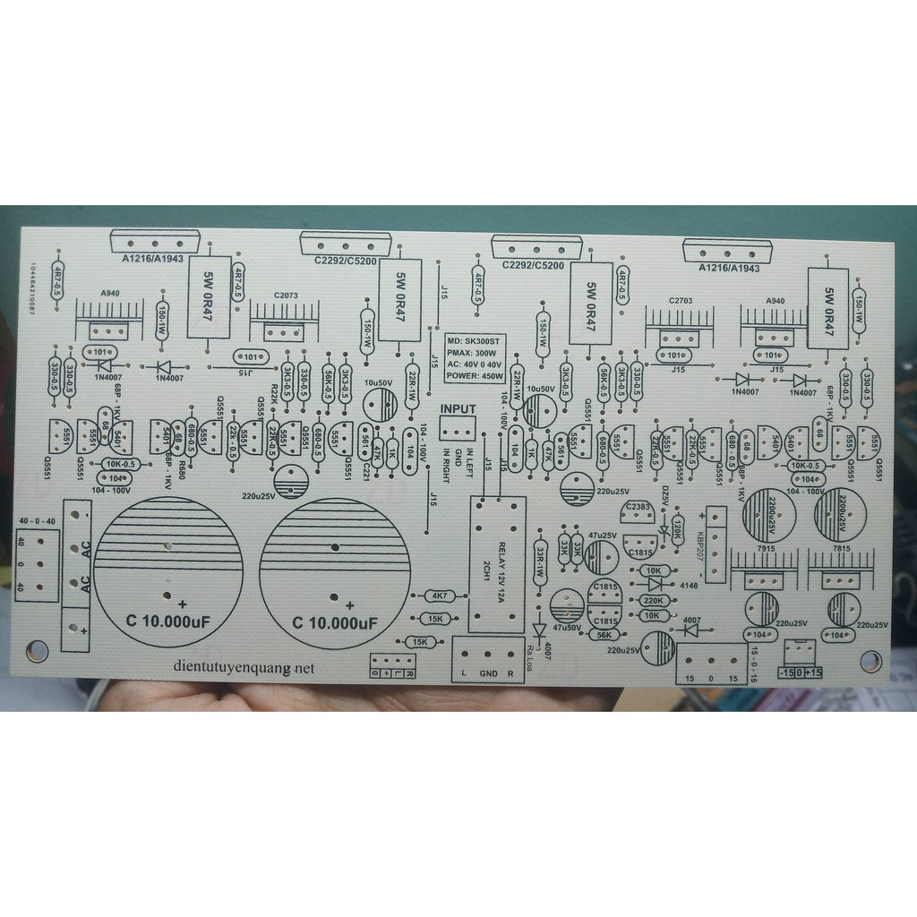 PCB Mạch Công Suất 4 Sò 2 Kênh Phíp STT Trắng - 1 Cái