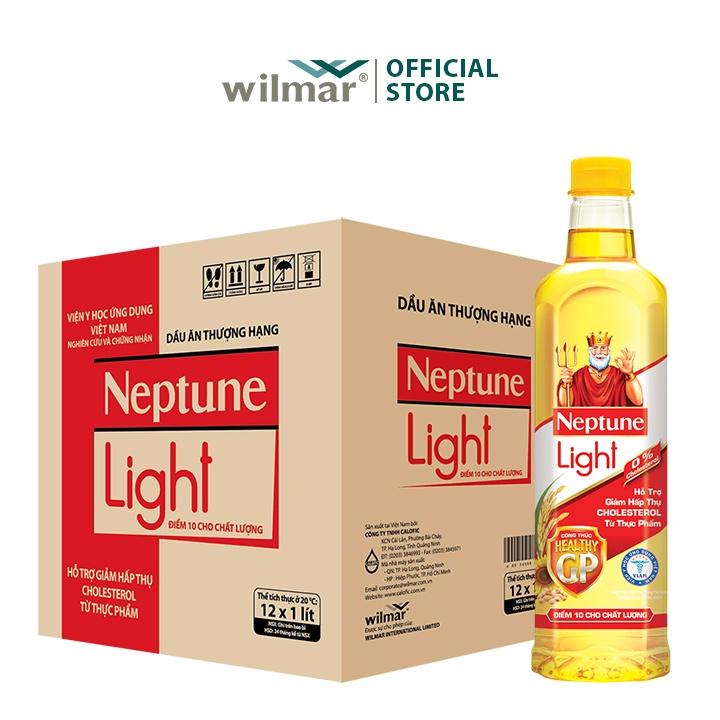 [Hỏa Tốc HCM] Thùng 12 chai Dầu Ăn Neptune Light 1L date mới nhất