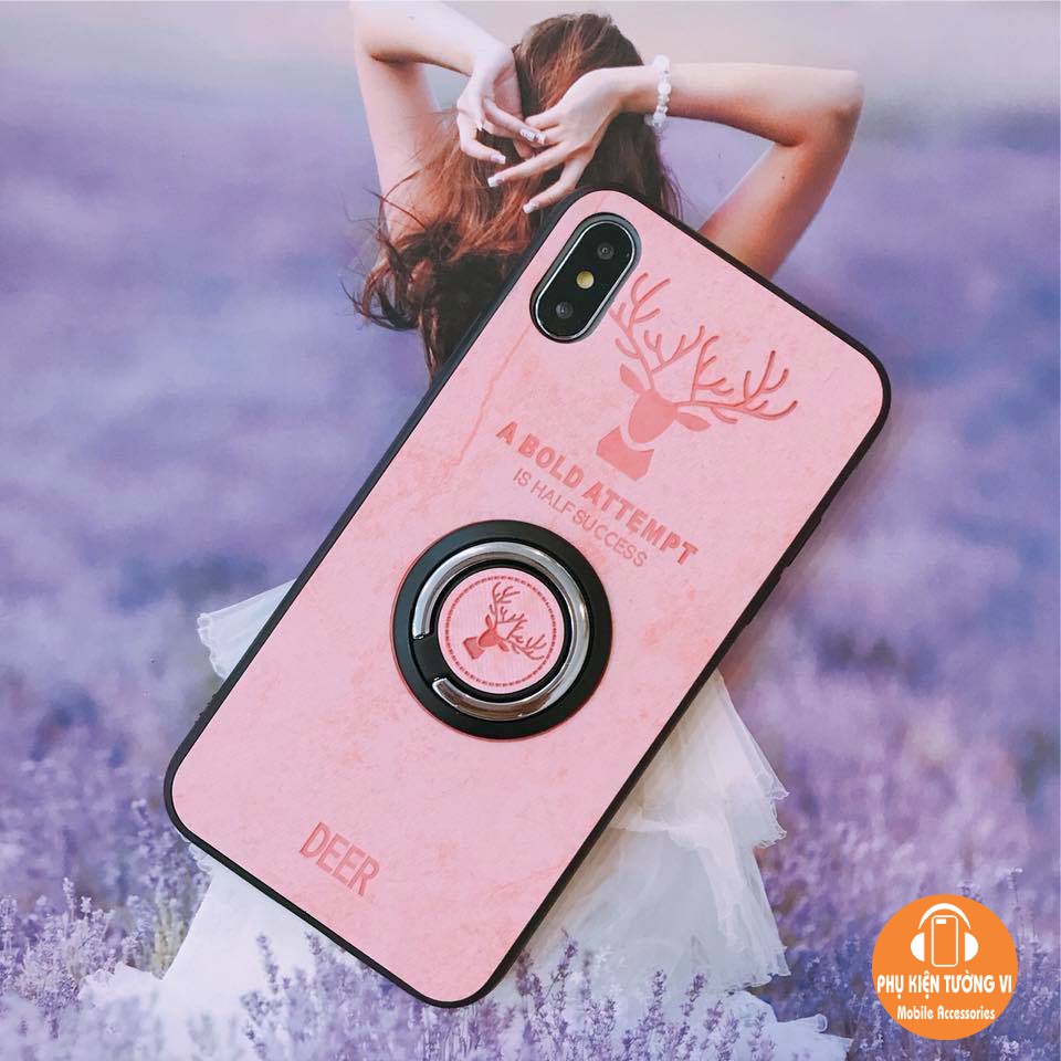 Ốp Hình Đầu Hươu Kèm giá đỡ cho iPhone từ 6 tới XS MAX