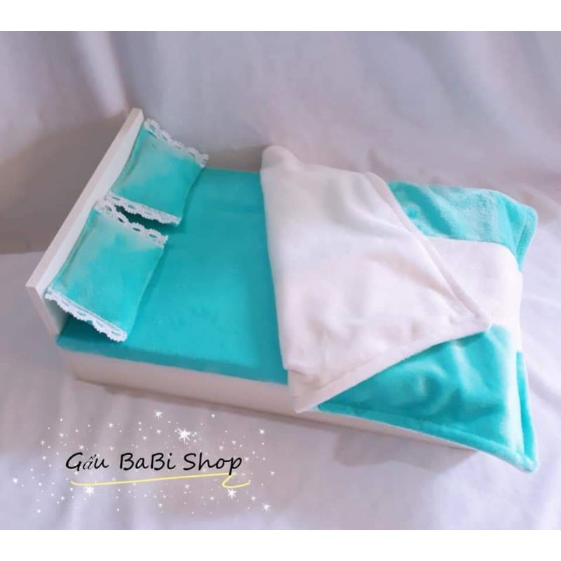 Giường đôi cho búp bê size 5inch, nendoll, 1/8, 1/6