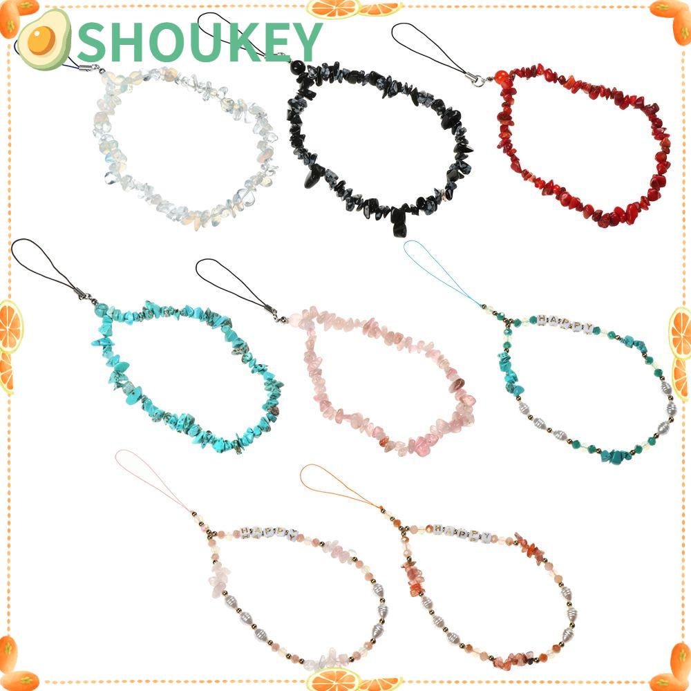 Dây đeo điện thoại di động đính hạt ngọc trai nhiều màu sắc phong cách boho