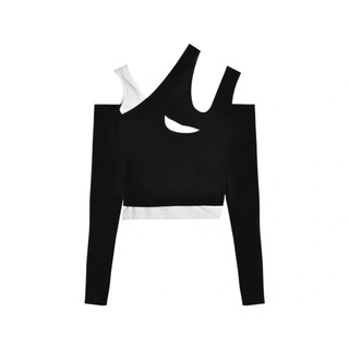 ÁO CROPTOP TAY DÀI ĐEN TRẮNG