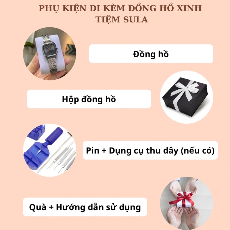 Đồng hồ nữ đẹp đeo tay nữ chính hãng NAIDU mặt vuông 26mm giá rẻ có chống nước  - SULABEU