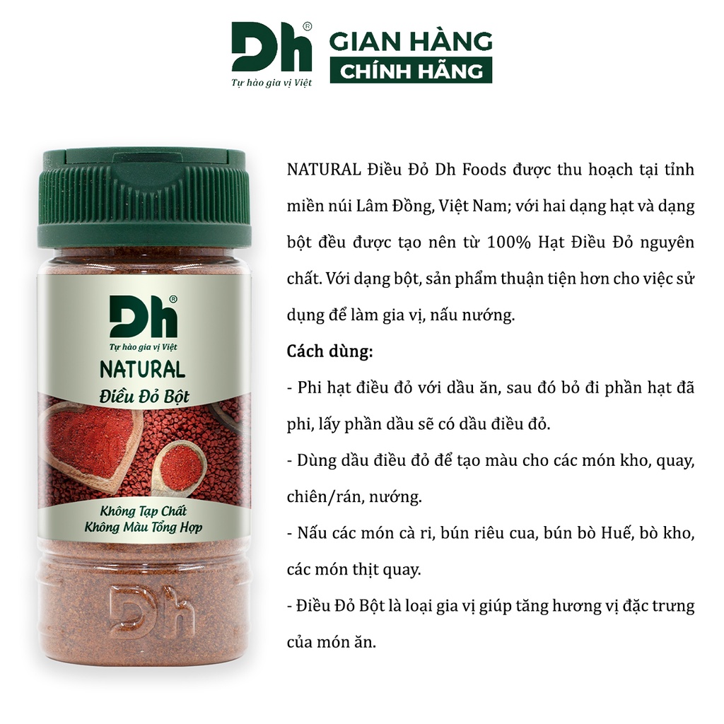 Bột điều đỏ Natural DH Foods chế biến thực phẩm thơm ngon 50gr