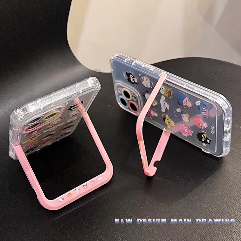 Ốp Điện Thoại Dẻo Trong Suốt Họa Tiết Hoạt Hình Sanrio Màu Hồng Dễ Thương Cho iPhone 14 Pro Max i13 12 11 Pro Max