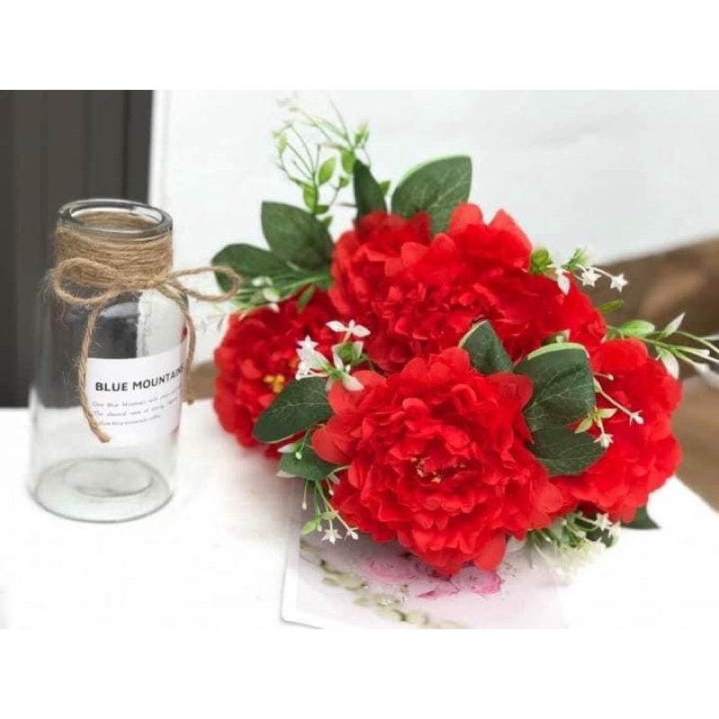Siêu phẩm cụm mẫu đơn, hoa hồng style Hàn Quốc bông to (10-15cm)