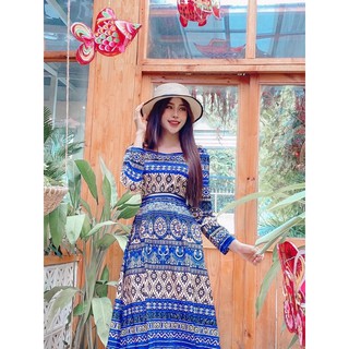 Đầm maxi họa tiết thổ cẩm. TK