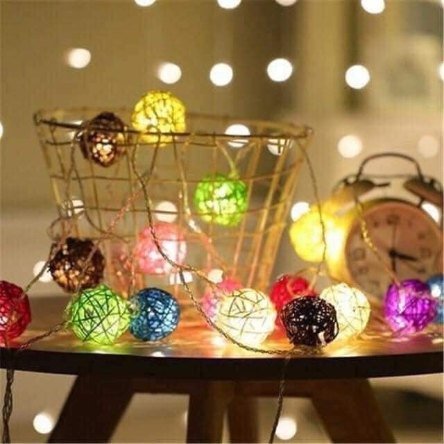 Đèn nháy quả cầu mây tròn