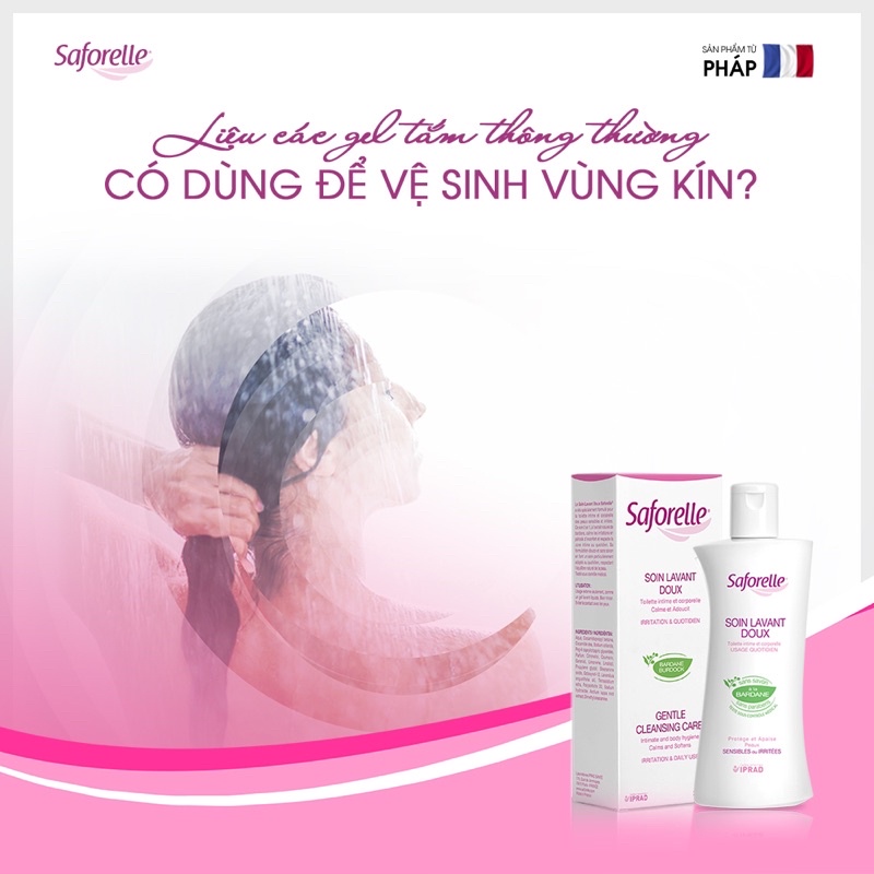 Dung dịch vệ sinh phụ nữ Saforelle chăm sóc da nhạy cảm hương dịu nhẹ 100ml PHÁP