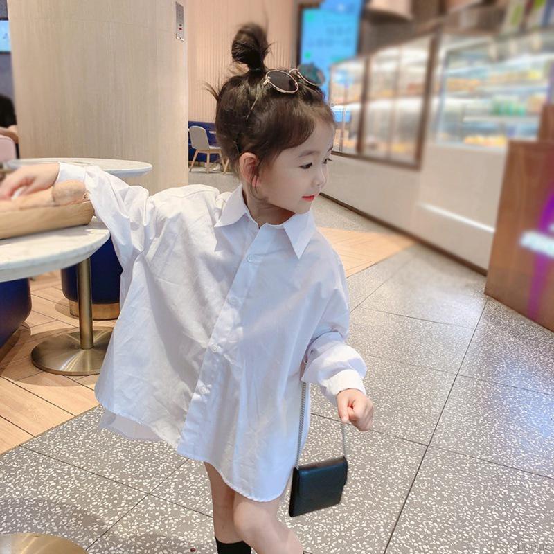 Set Áo Sơ Mi Trắng Dáng Dài + Áo Không Tay Phong Cách Hàn Quốc Cho Bé Gái