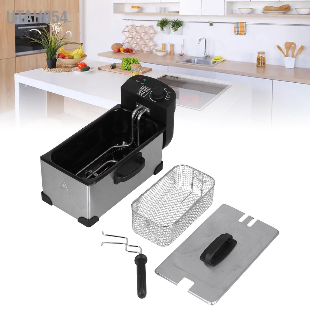 [Hàng Sẵn] Bếp Chiên Nhúng Điện 3.5L 2000W Thép không gỉ thương mại 0‑190 ℃ EU Plug 220V【Utah054】