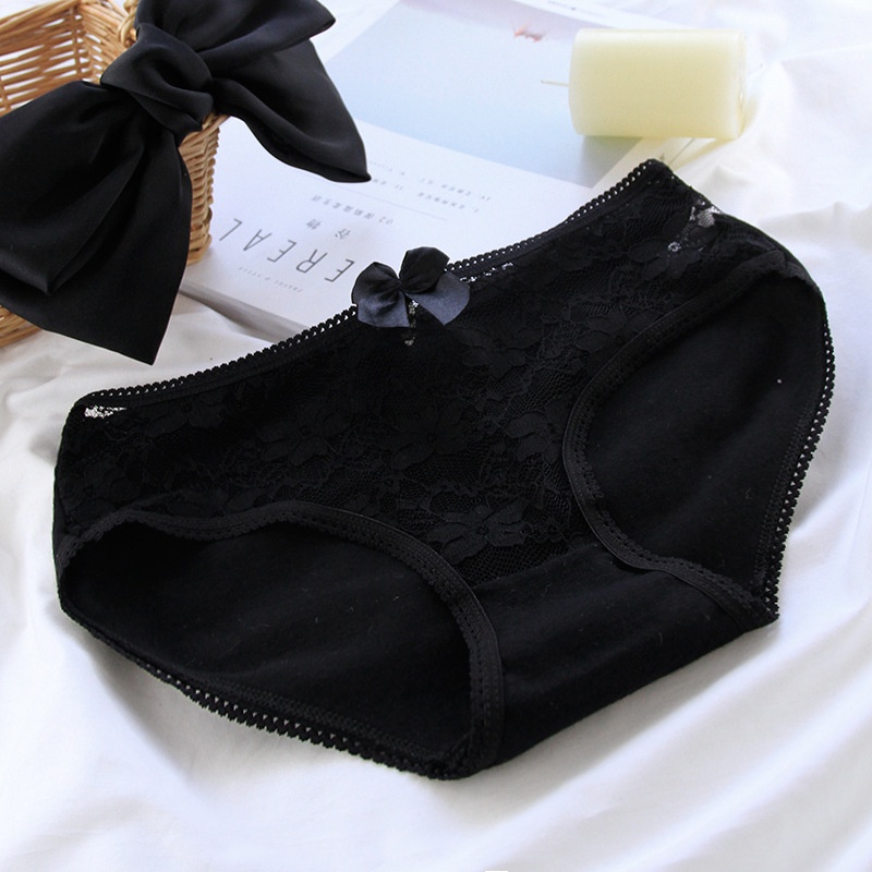 Quần lót cotton mỏng phối ren thoáng khí phong cách retro gợi cảm cho nữ