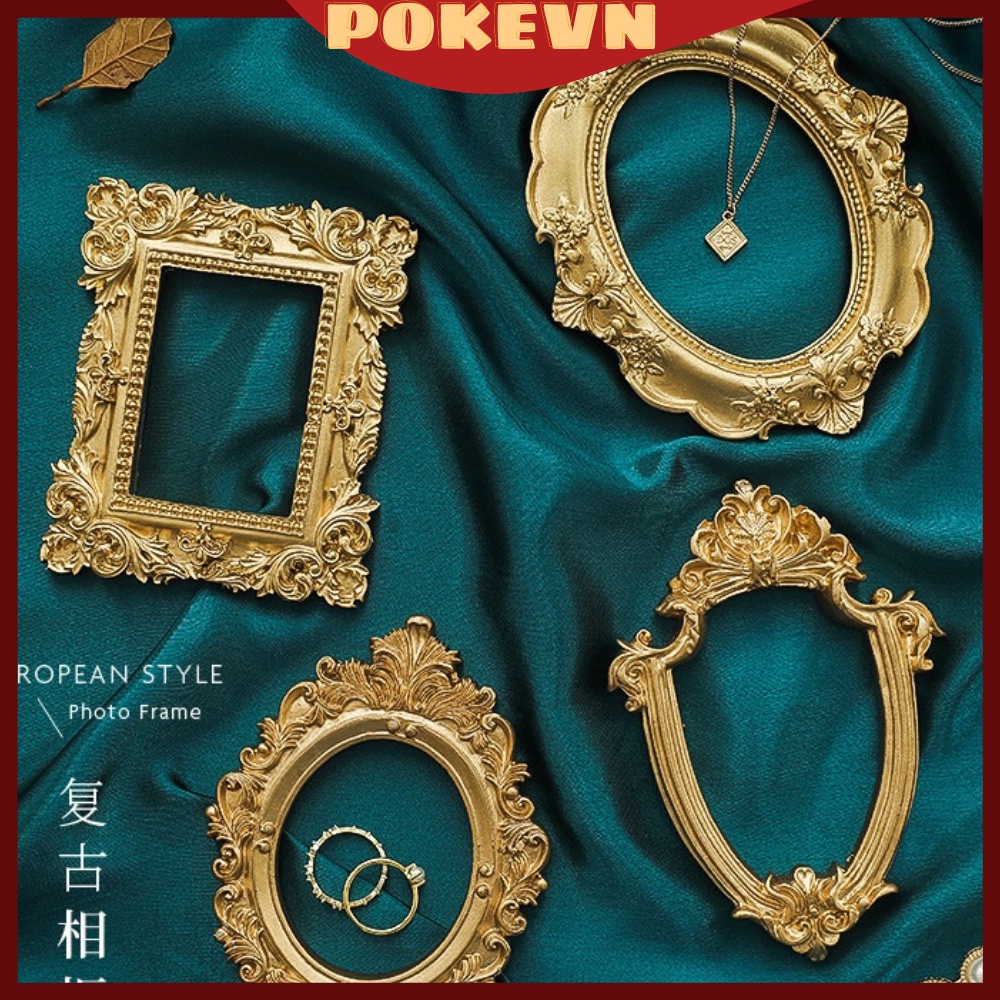 Khung Ảnh Gold - đạo cụ chụp ảnh sản phẩm ins, phụ kiện trang trí, trang sức, nail - phong cách châu Âu