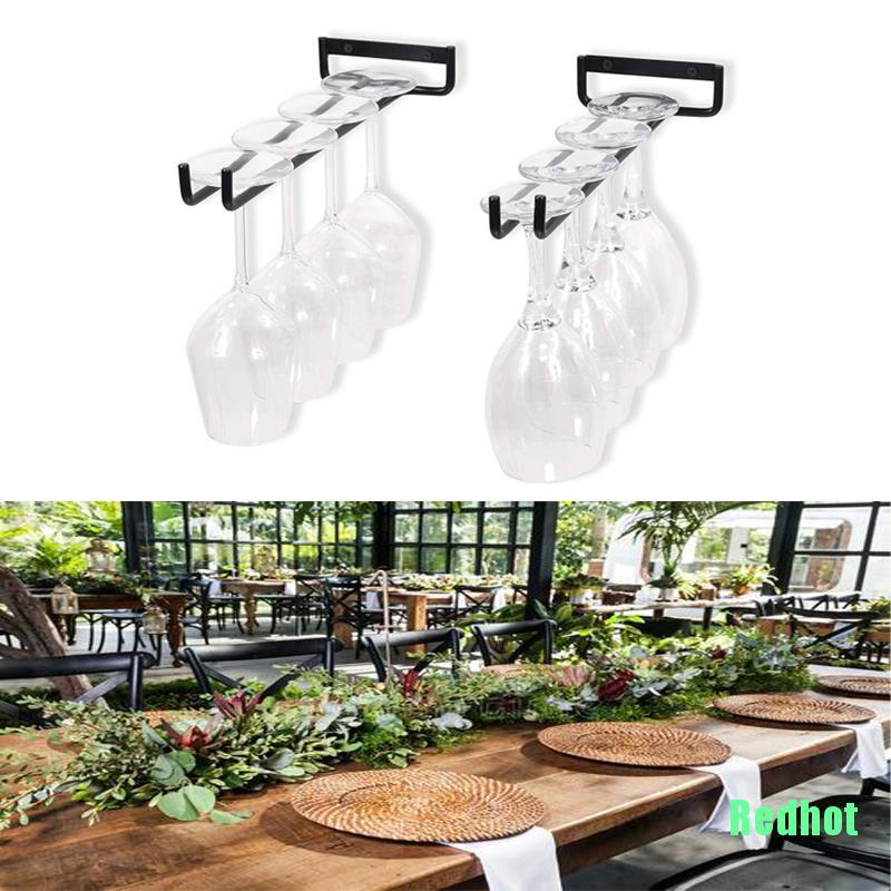 Giá treo ly rượu gắn tường 30cm bằng sắt tiện dụng đen
