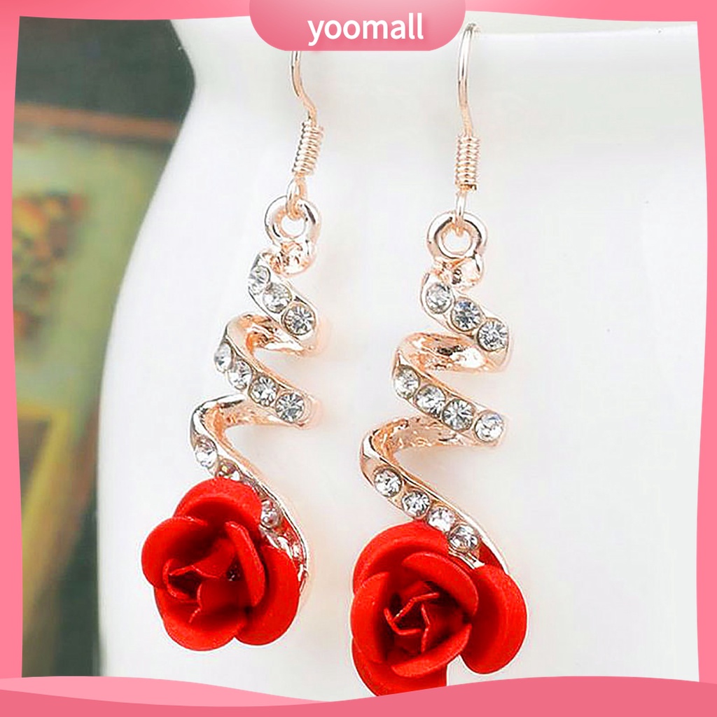 Yomall♡ 1 Đôi Bông Tai Hình Hoa Hồng Dạng Xoắn Ốc Thanh Lịch Dễ Phối Đồ Dành Cho Nữ