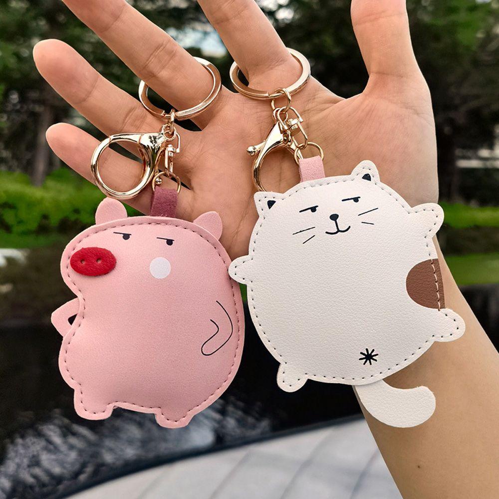 LANFY Móc Khóa Da PU Hình Khủng Long / Heo Hoạt Hình Đáng Yêu