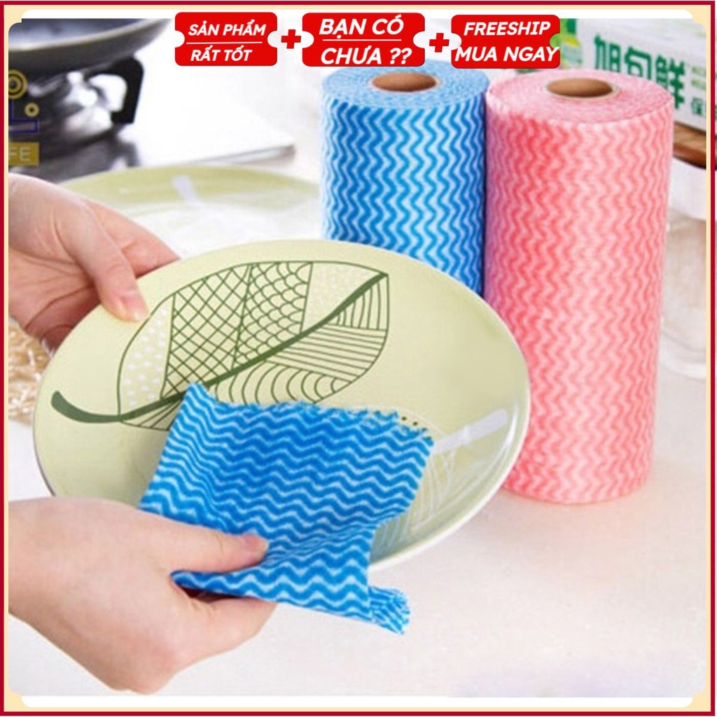 #Cuộn 50 CHIẾC KHĂN Lau Vải Không Dệt Đa Năng Smart Home Loại Dày NHIỀU MÀU - Có Thể Giặt Lại