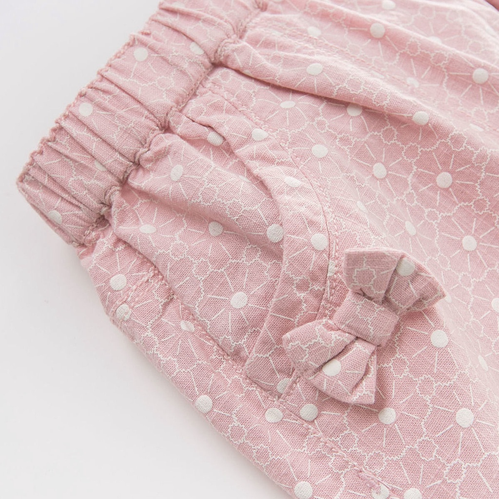 Quần Cotton Màu Hồng Phối Nơ Xinh Xắn Cho Bé Gái