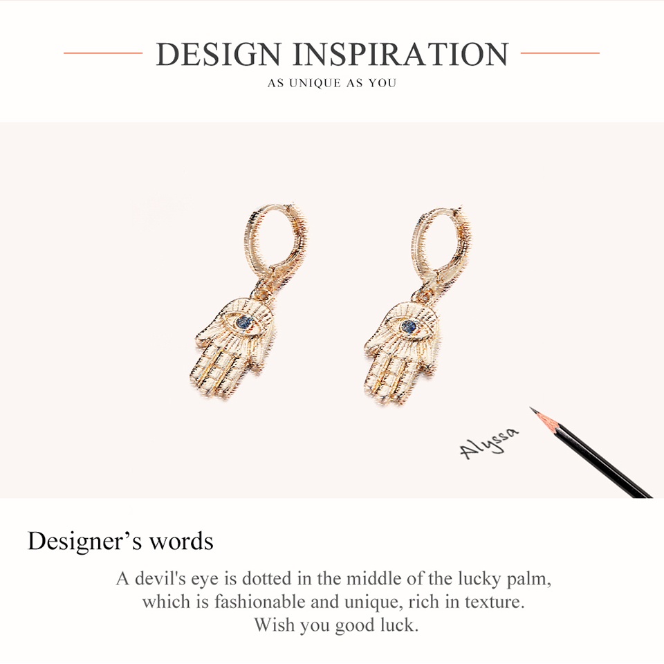 Khuyên tai Bamoer AIE072 hình bàn tay cầu may đính đá bằng hợp kim chống dị ứng sành điệu cho nữ