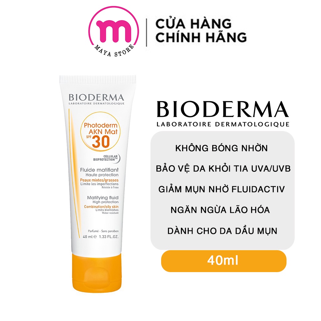 Kem chống nắng cho da mụn Bioderma Photoderm AKN Mat SPF30 40ml