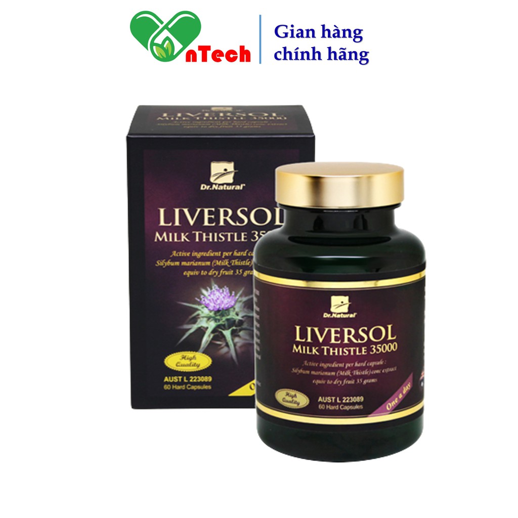 Viên uống bổ gan Dr.Natural LiverSol Milk Thistle Tăng cường chức năng gan mát gan giải độc hạ men gan hộp 60viên