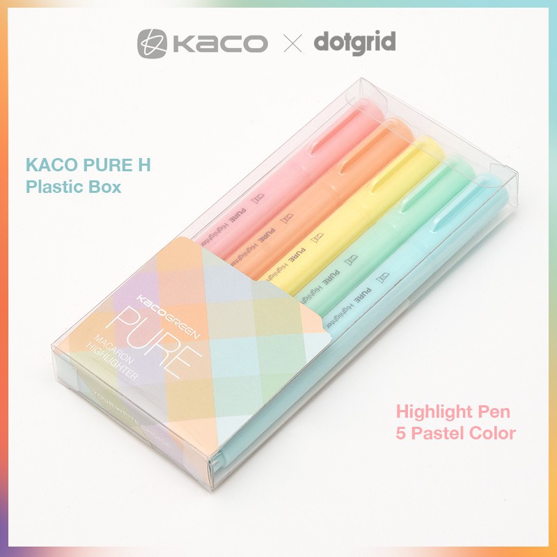 Bộ 05 bút Highlight Plastic KACO H Pastel