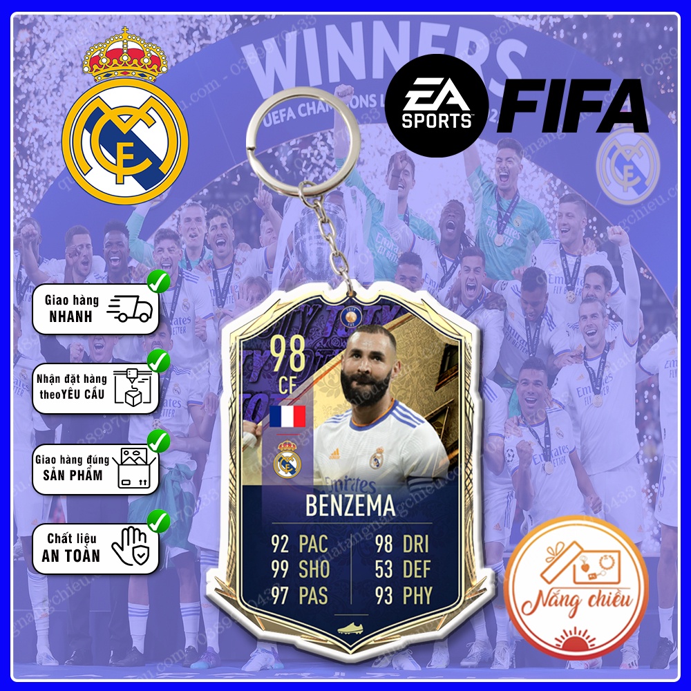 Móc Khóa Karim Benzema, CLB bóng đá Real Madrid ☘️MÓC KHÓA THẺ CẦU THỦ☘️