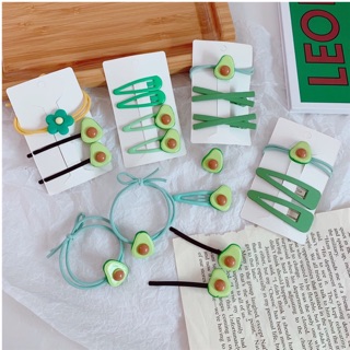 Set kẹp tóc bơ - chun cột tóc bơ