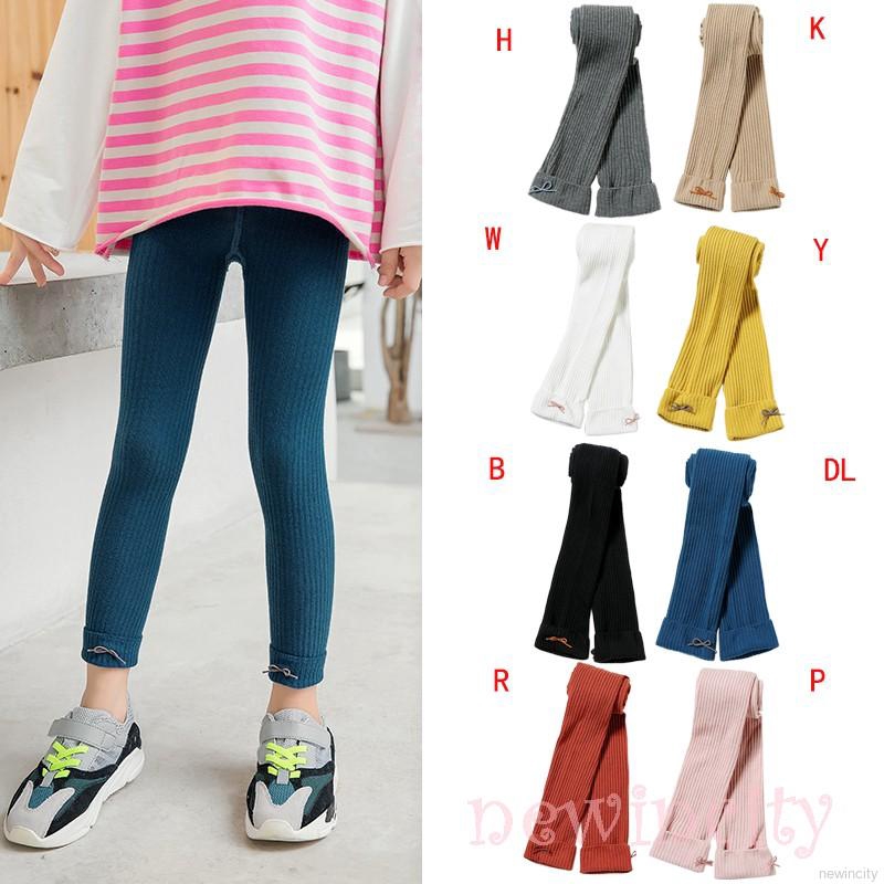 Quần legging co giãn đính nơ phong cách Hàn Quốc dễ thương dành cho bé gái