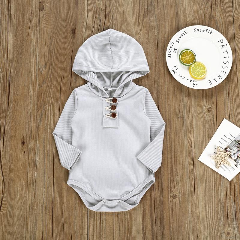 Jumpsuit Tay Dài Màu Trơn Cho Bé 0-12 Tháng Tuổi